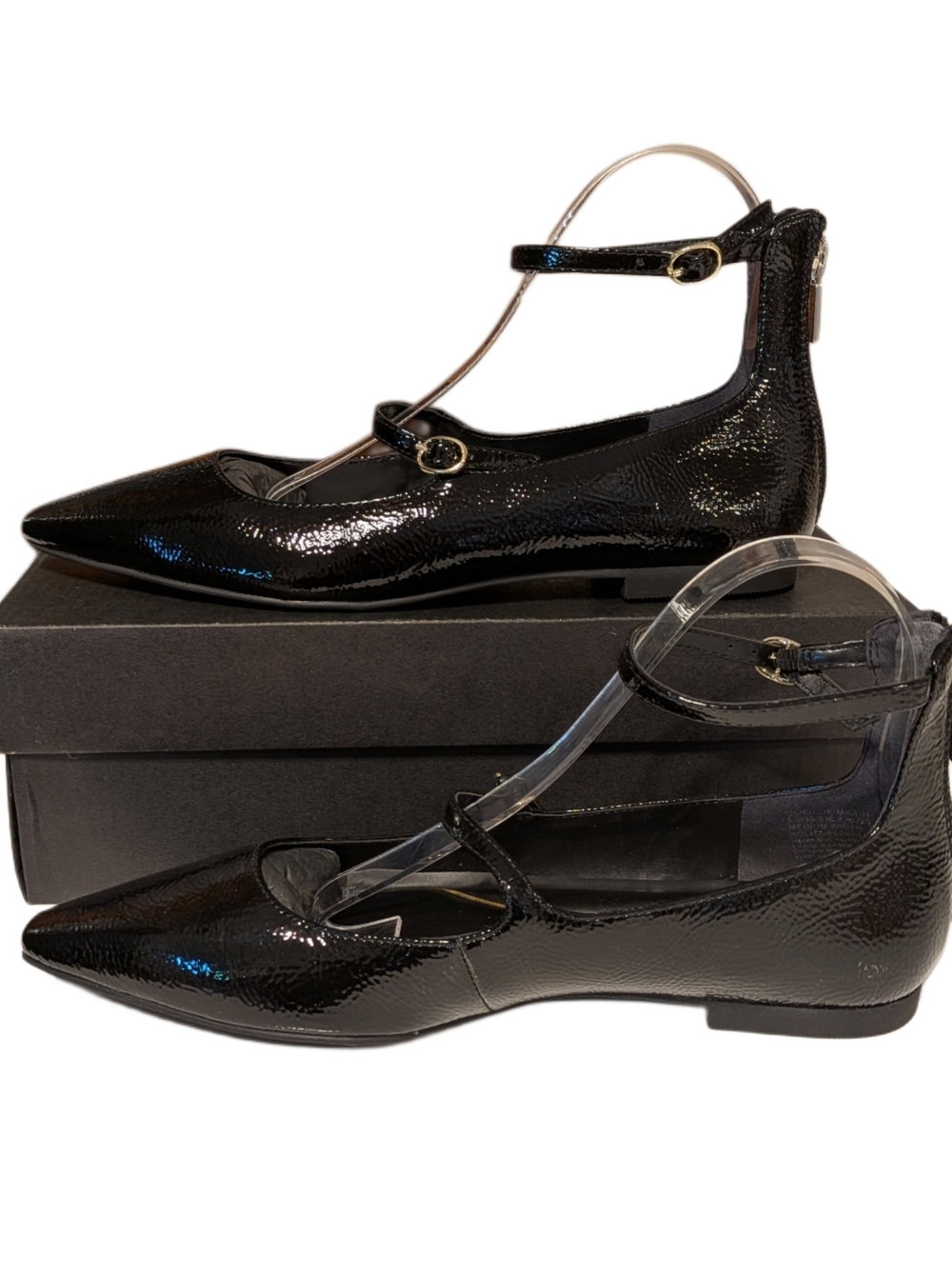 Kenneth Cole New York Nolita Women’s 8.5 Black Patent Pointed Toe Ankle Strap Fl